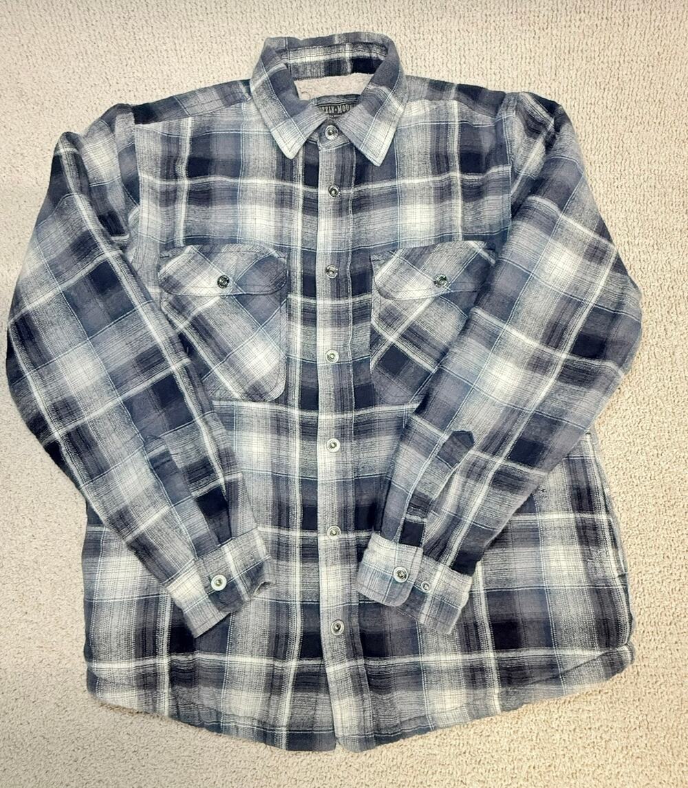 Grizzly Mountain Sherpa Lined Plaid Flannel Jacket Mens M